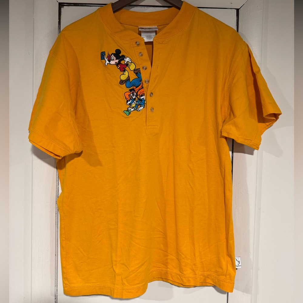 VTG Disney Button Up Tee 90s Disney World Embroidered Size Large